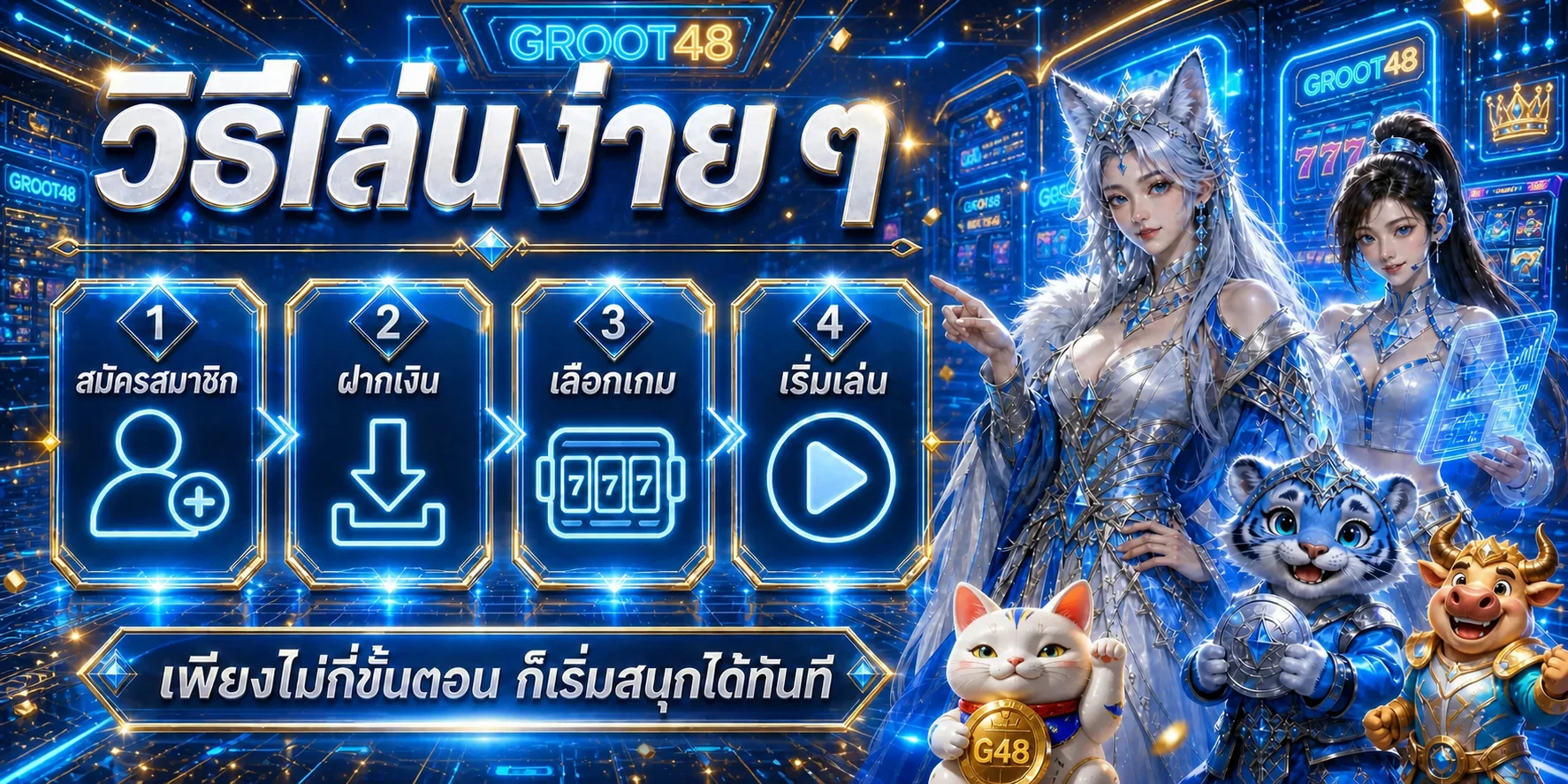 ขั้นตอนเริ่มใช้งาน GROOT48 ตั้งแต่สมัครจนเลือกเกม